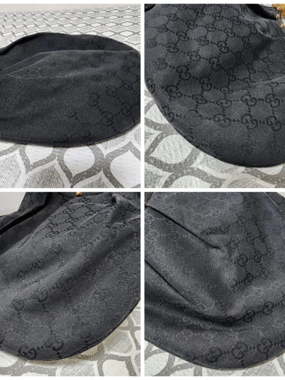 Authentic GUCCI Vintage Jackie Hobo Denim Bag Black